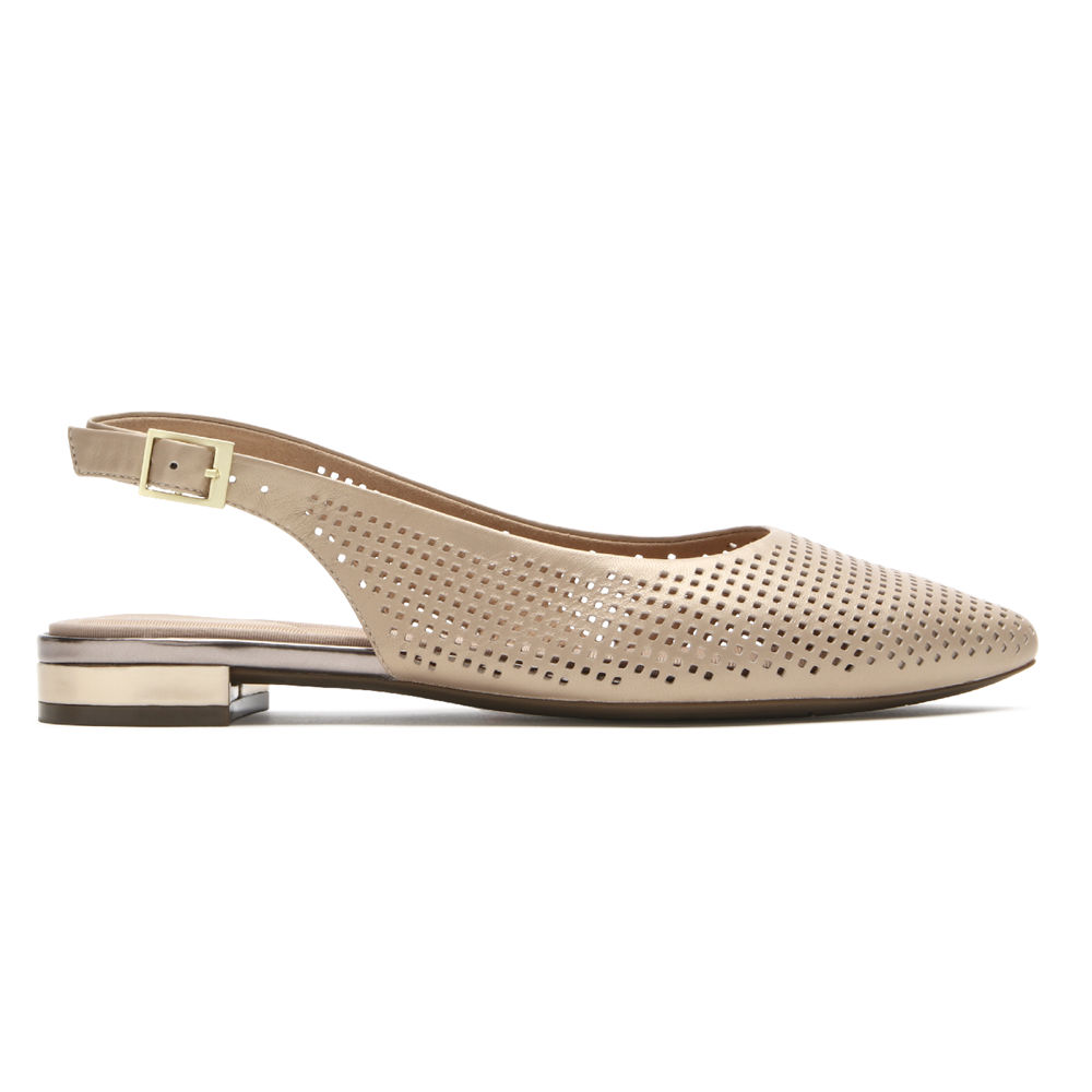 ロック ポート フラット シューズ レディース ベージュ - Total Motion Adelyn Slingback - RKJ349165